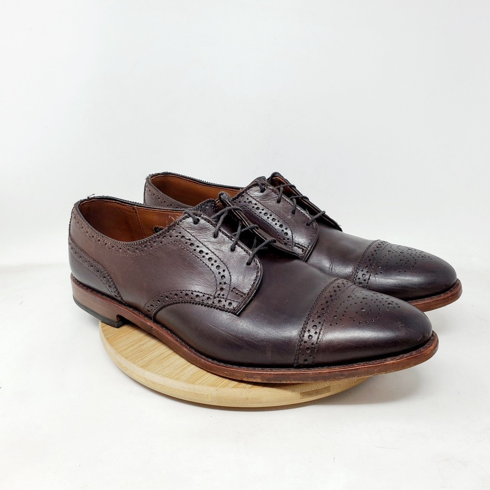 Allen Edmonds Sanford Shoes Mens 11 D Brown Derby Lace Up Cap Toe Brogue